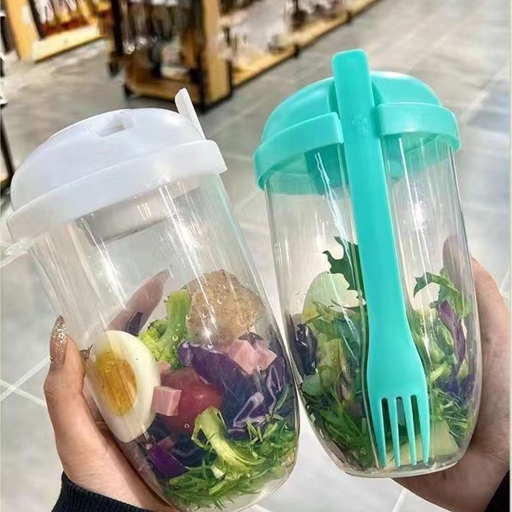 Meal Preparation - Shaker à salade portable blanc/vert, verre