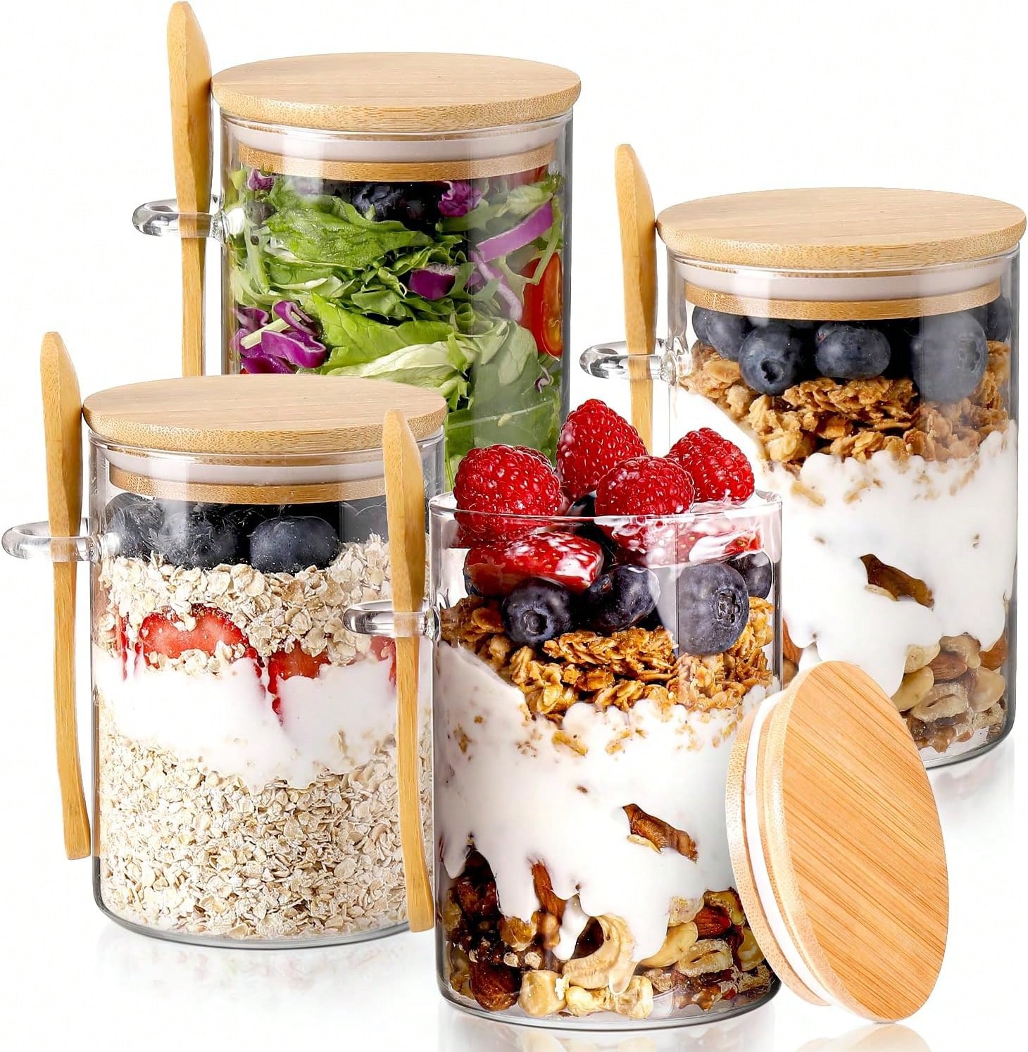 Meal Prep Yogurt Parfait - Lot de 4 pots à flocons