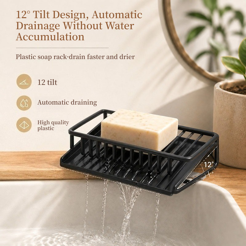 Meal Prep Organizer - Porte-savon en plastique avec égouttoir, support