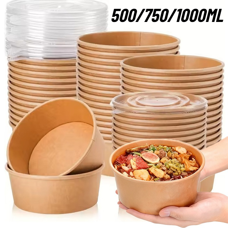Meal Prep Noodles - Bols ronds en papier Kraft jetables,