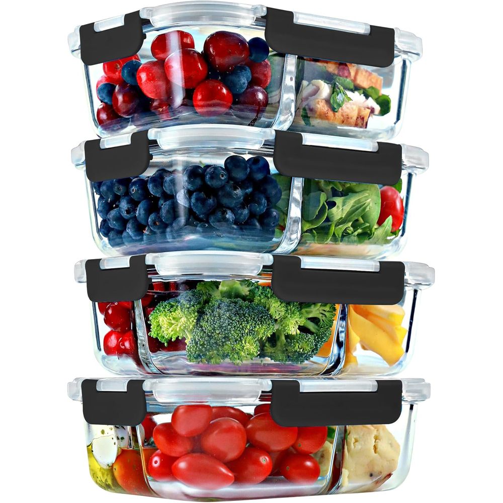 Meal Prep Glass Containers Oven Safe - Contenants pour la préparation des repas,