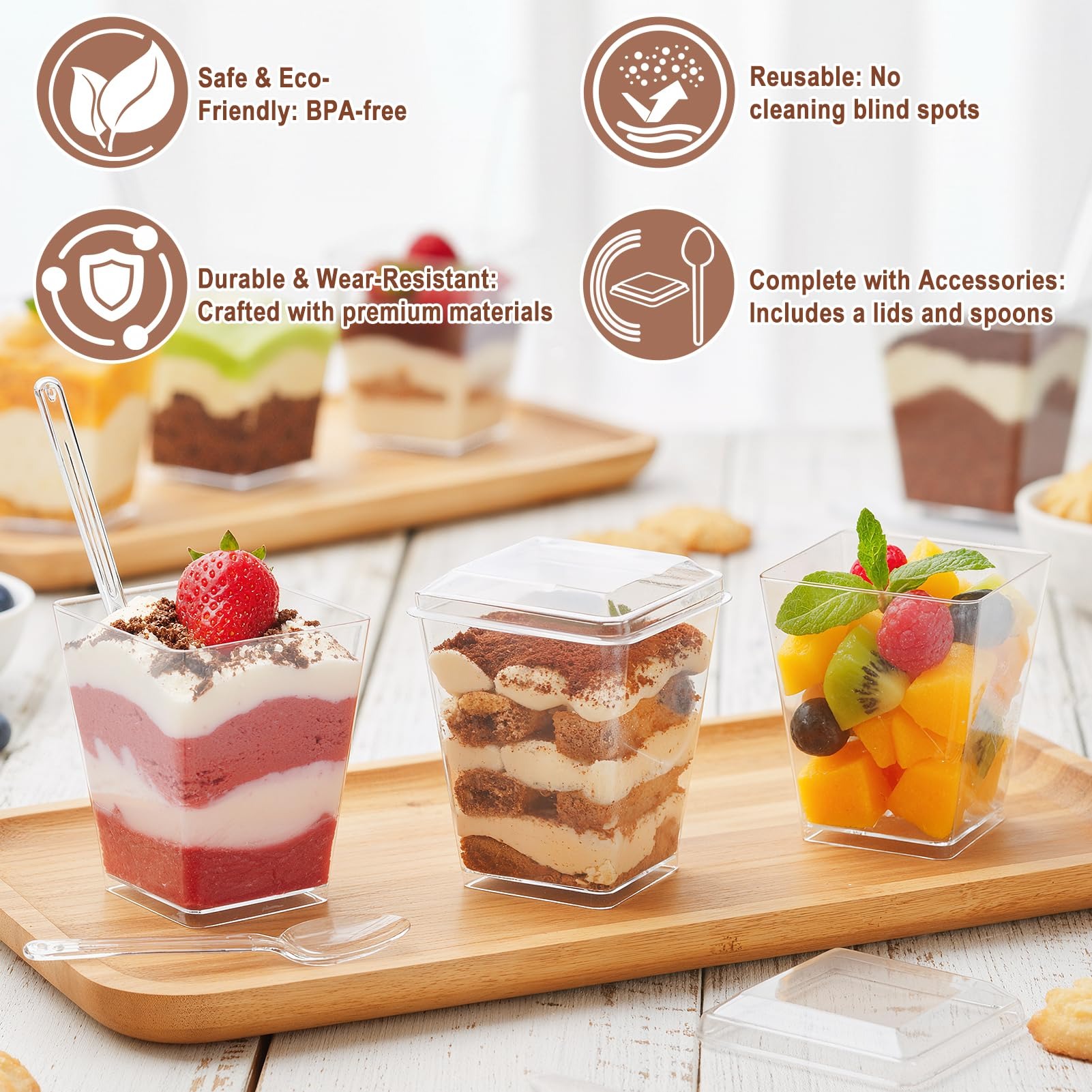 50 gobelets à dessert carrés e - Meal Prep Template avis et prix