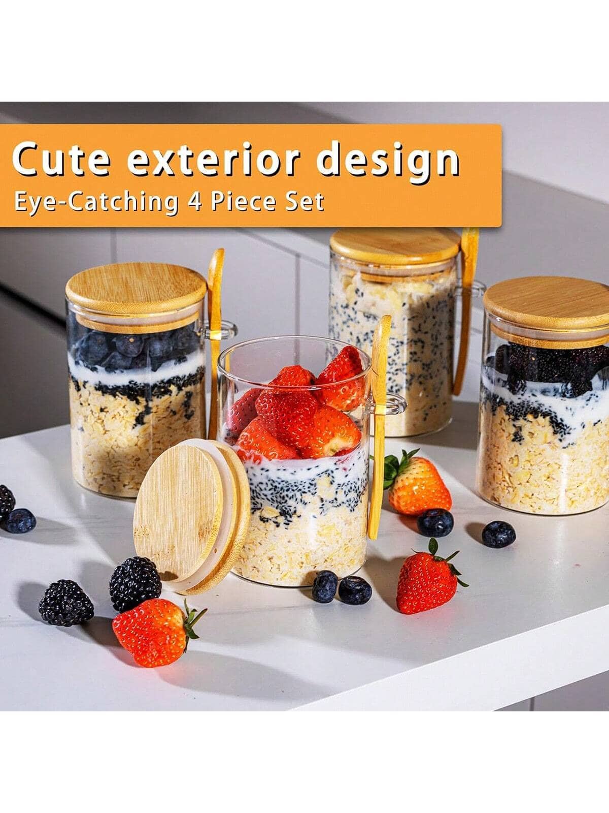 Lot de 4 pots à flocons d'avoi - Meal Prep Yogurt Parfait avis et prix